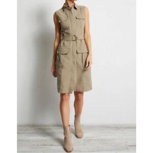 Anatomie Mallory Belted Utility Dress in Khaki Brown Women's Size Medium